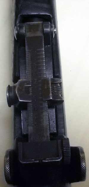 SMLE Mk III* rear sight, medium range setting, from top